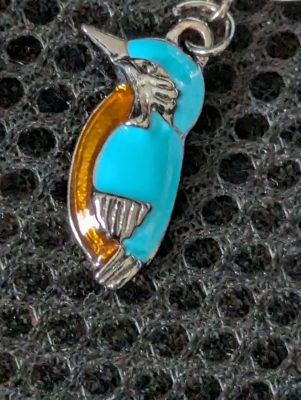 White & Turquoise Kingfisher Bird Freshwater Shell Earrings - Picture 6 of 6